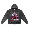 DTG Print Knitted Denim Zip-Up Hoodie Speed Hunter Brother Print Zipper Hoodies  