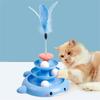 Interactive Toys For Indoor Cats, 3 Level Turntable Toy Ball Track & Funny Stick Toy, Roller Toy