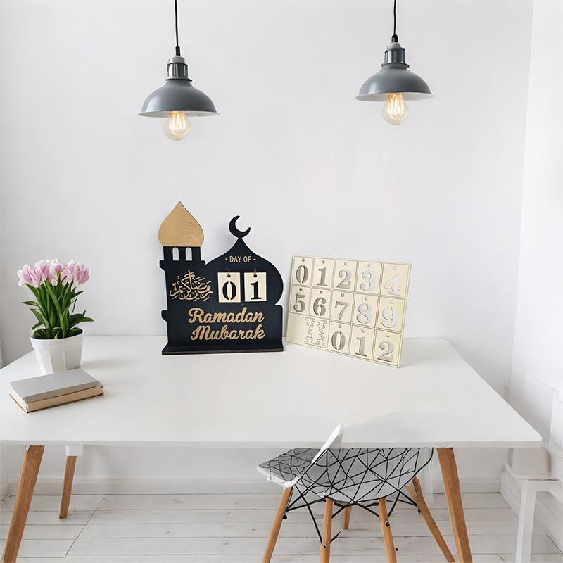 Ramadan Countdown Calendar Wood Eid Mubarak Ornament Kareem Ramadan Decoration 2025 For Home Islamic Muslim Party Decor Gifts