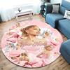 Floral Dreams Custom Name Round Area Rug Carpet Rug For Living Room Bedroom Sofa Playroom Decor Nonslip Floor Mat