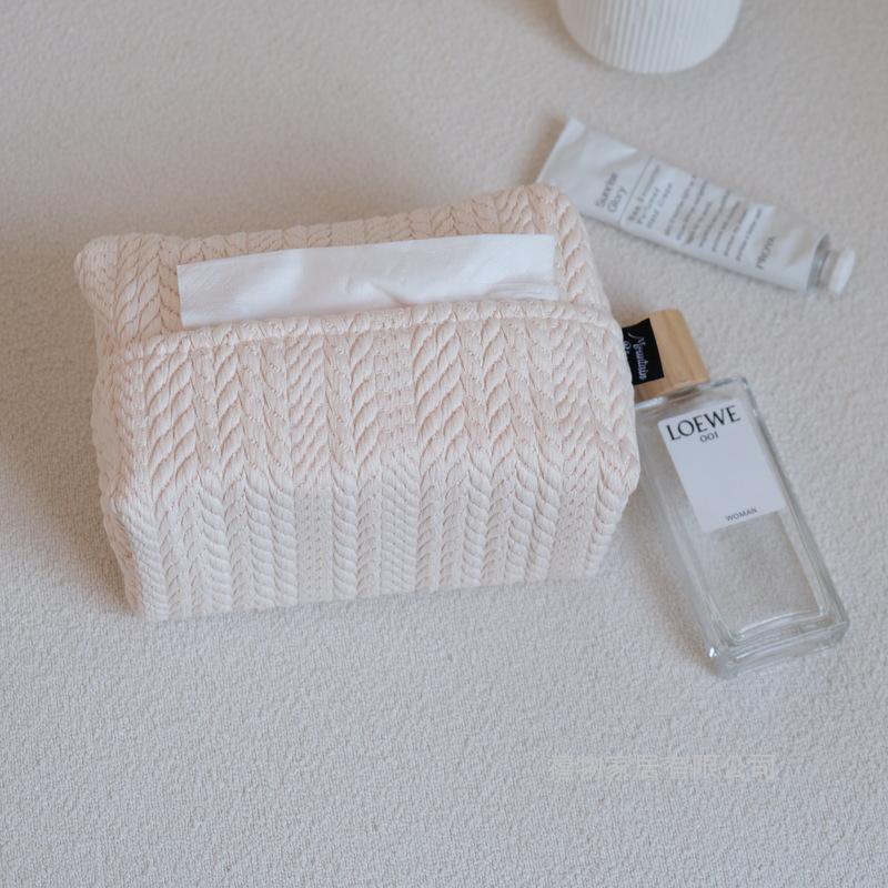 Nordic Wheat Ear Texture Tissue Box - Cloth Art Design for Car Storage