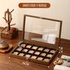 12 Slot Wooden Jewelry Box With Glass Lid Black Walnut Finish New Traditional Style