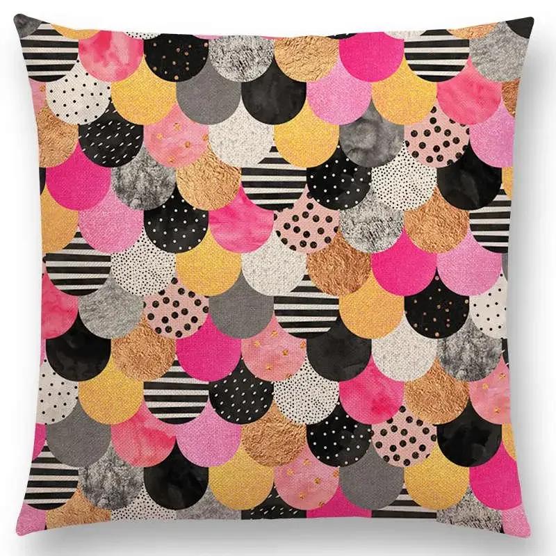 New Abstract Colourful Geometric Pattern Sweet Watercolor Dream Square Round Triangles Gorgeous Cushion Cover Throw Pillow Case