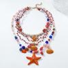 Multi-Layer Hand Woven Beaded Starfish Shell Necklace For Women Summer Ocean Vacation Style Party Jewelry Neck Accessories