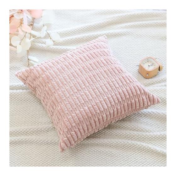 Otostar Cushion Cover 45x45cm 1 Piece Plain Stylish Cute Corduroy Modern Zippered Interior Decorative Pillow Cover (45x45, Pink)