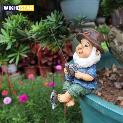 Gnomo da pesca seduto, divertente, resistente ai raggi UV, in resina, decorativo, per esterni, giardino, prato, gnomo, statua, decorazione da giardino
