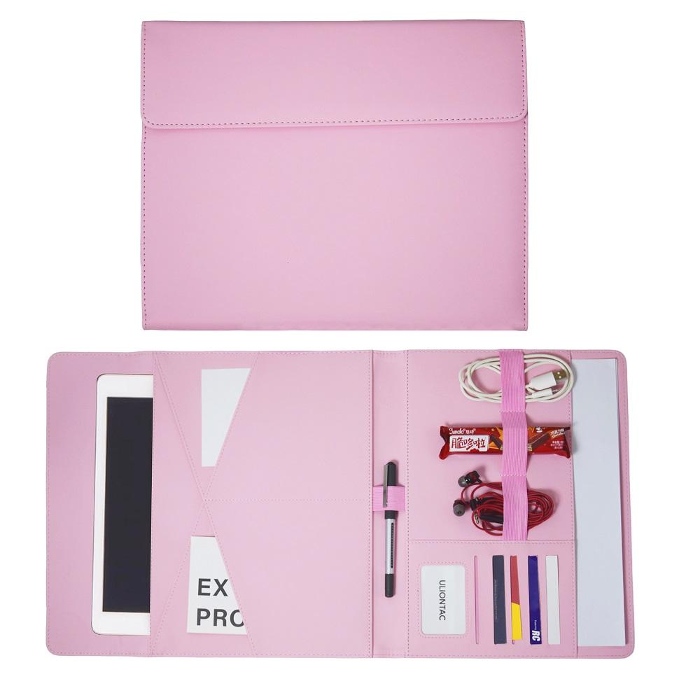 Dreifach faltbare Portfolio-Aktentasche Hautgefühl PU A4 Padfolio Multifunktionale Aufbewahrung Magnetischer Verschluss Ausweis Visitenkarte iPad Qualität