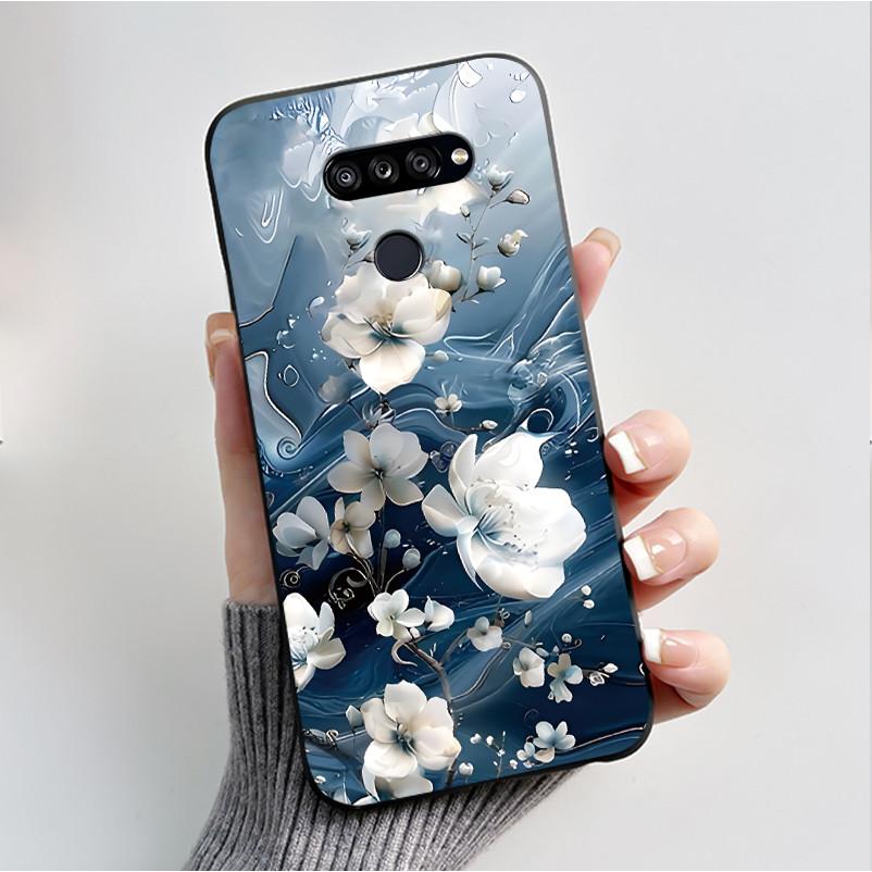 Weiche Hülle für LG K50S K40S Handyhülle LMX540HM LM-X540 LMX430HM LM-X430 Modischer Schmetterling Blume Schwarzer Silikon-Stoßfänger Abdeckung