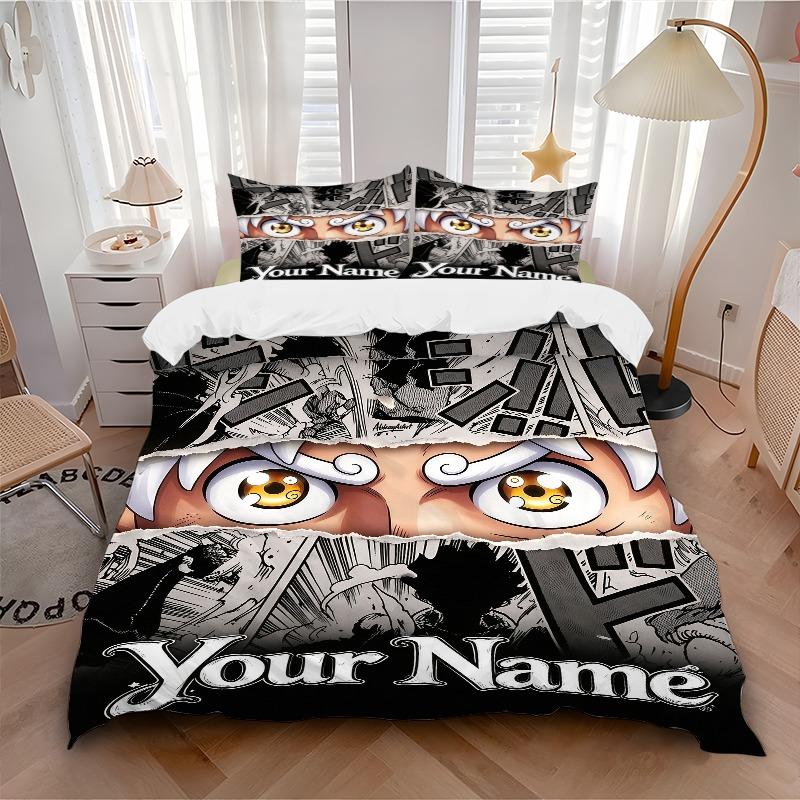 Cartoon Eyes Bedding Set Personalized Washable Custom 3Pcs Duvet Cover Pillowcases Soft Microfiber Home Bedroom Gift