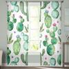 Cactus Watercolor Flowers Green Luxury Tulle Curtains Modern Living Room Kitchen Chiffon Curtain Bedroom Sheer Valance Curtain