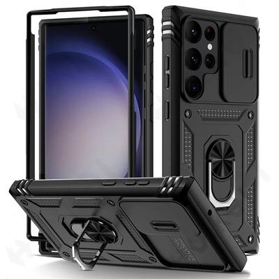 Schiebehülle für Samsung S23 S22 S21 Ultra FE A54 A34 A14 4G 5G Kamera-Abdeckungsring, Militärqualität, stoßfest, robuster Schutz