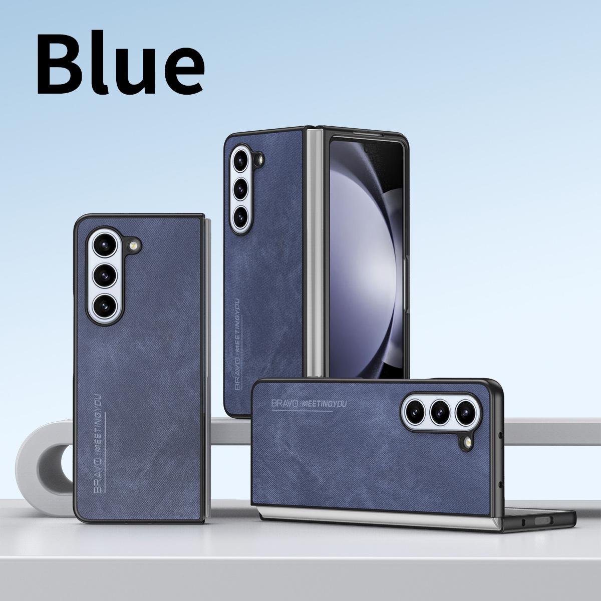 

Роскошный складной чехол из кожи с узором из волокна для Samsung Z Fold 6 5G TPU с мягкой рамкой, защитный, ударопрочный, цветной For Samsung Z Fold4