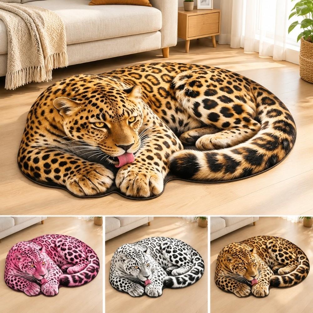 Non Slip Tiger Floor Mat Imitation Cashmere Animal Shape Mat Realistic Entrance Carpet  Home Decor