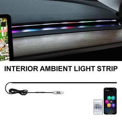 Car LED Ambient Light USB 64 Colors Acrylic Strips Car App RGB Lamp Hidden Full Colors 110cm Interior Remote Atmosphere Con S5G5
