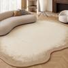 Unregelmäßige Form Wohnzimmer Dekoration Großer Teppich Cremefarbene Stil Teppiche für Schlafzimmer Flauschig Weicher Lounge Teppich Verdickte Plüsch Bodenmatte