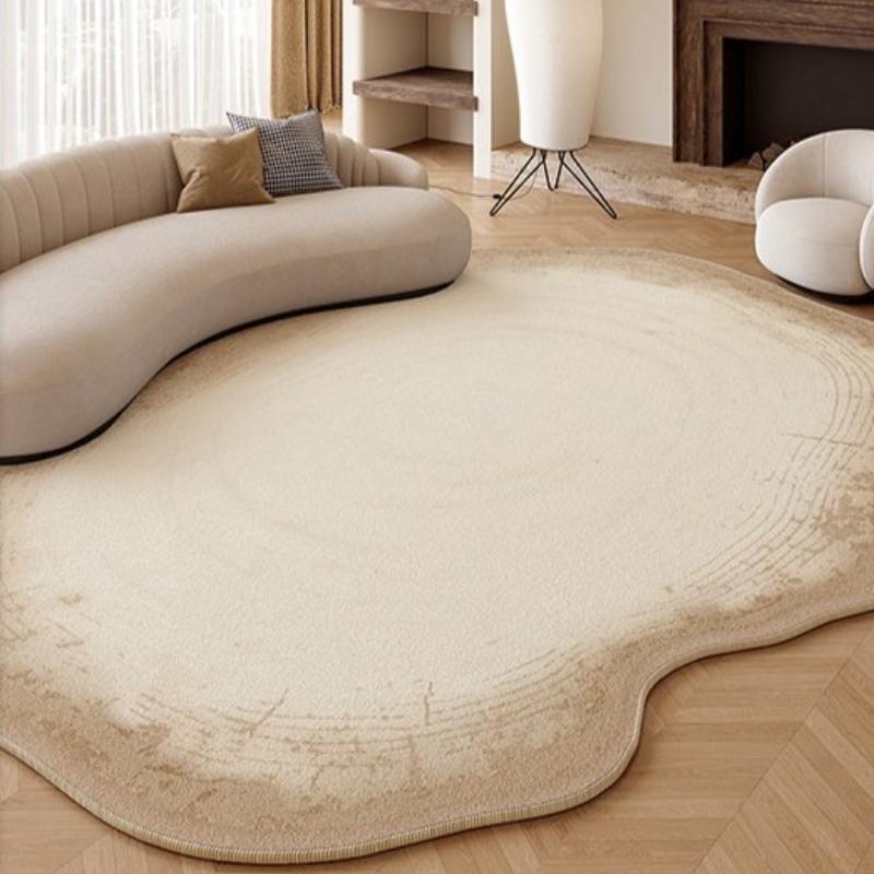 Unregelmäßige Form Wohnzimmer Dekoration Großer Teppich Cremefarbene Stil Teppiche für Schlafzimmer Flauschig Weicher Lounge Teppich Verdickte Plüsch Bodenmatte