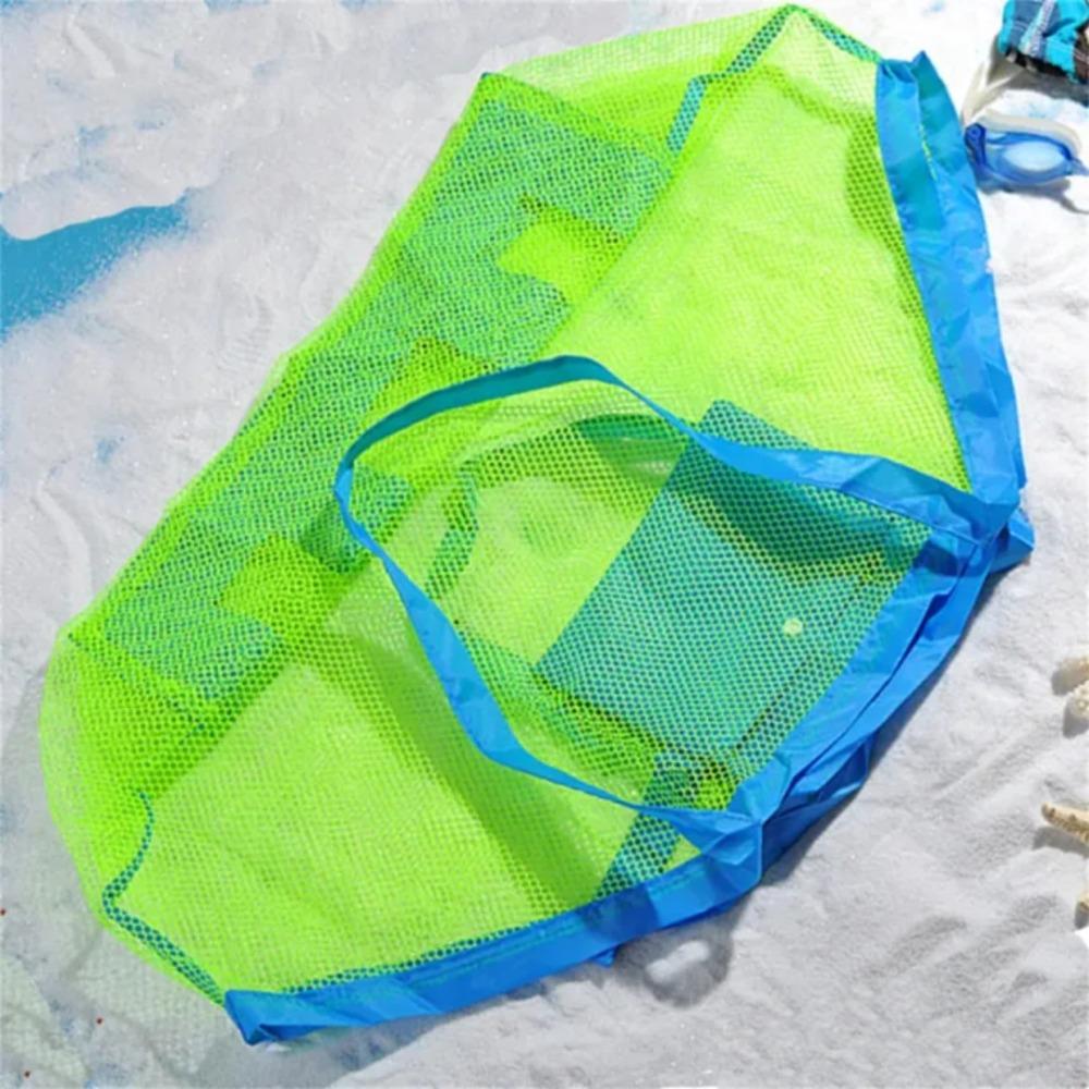 Large Mesh Beach Bag Polyester Breathable Foldable Toy Mesh Bag for Outdoor Travel Swimming Fitness Single Shoulder Handbag