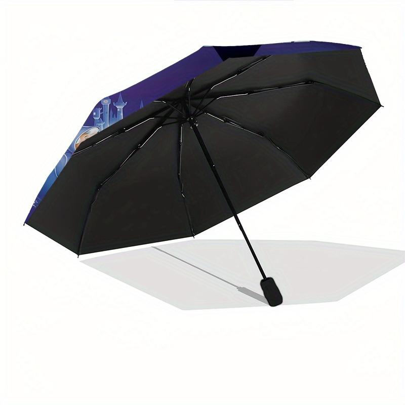 Cinderella, Fairy Godmother Automatic Opening and Closing Umbrella - 8 Ribs Portable Folding Umbrella with Plastic Handle, Suitable for Leis