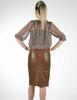 Brown Stylish Women's Leather Skirt Pure Soft Lambskin Handmade Elegant Formal