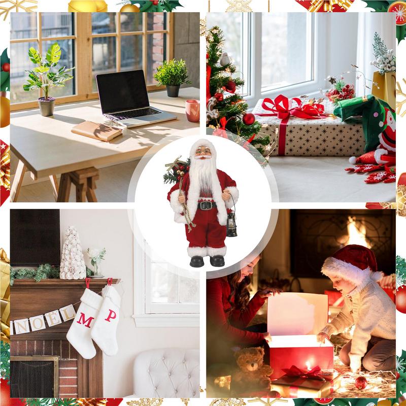 Santa Claus Statue Christmas Santa Claus Dolls Hand Crafted Cute Chic Santa Claus Figurines Doll For Holiday Party Home