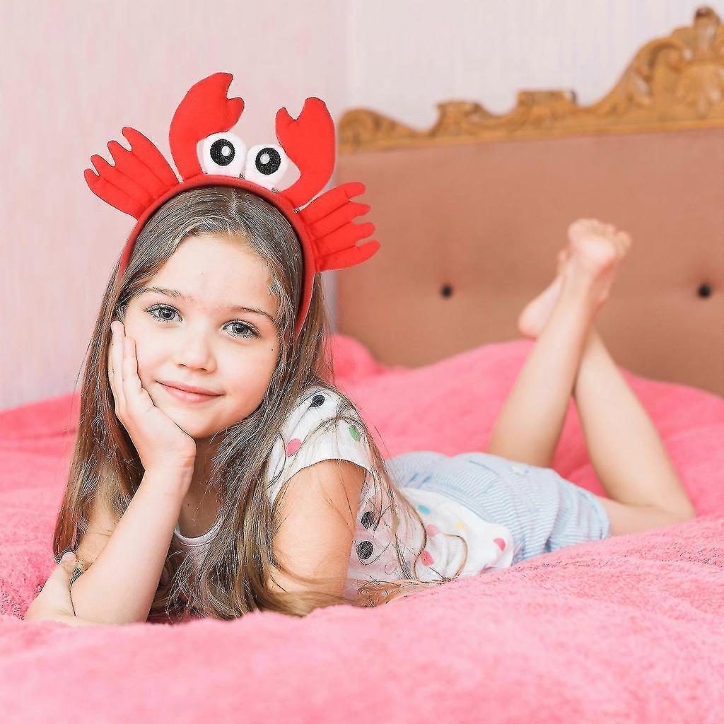 Red Crab Plush Hair Bands Creative Big Eye Crab Headband Adorable Hair Hoops Decorative Headdress Funny Favors Supplies Ornaments-FCY