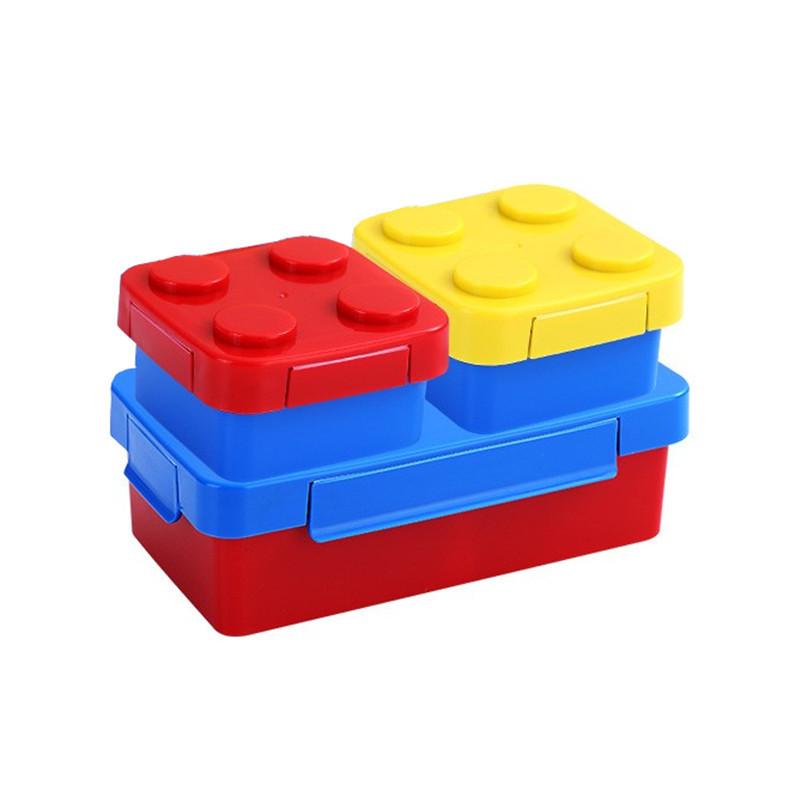 Colorful Blocks Splicing Lunch Box Portable Sealed Children Student Bento Containers Microwave Dishwasher Safe Freezer Leakproof
