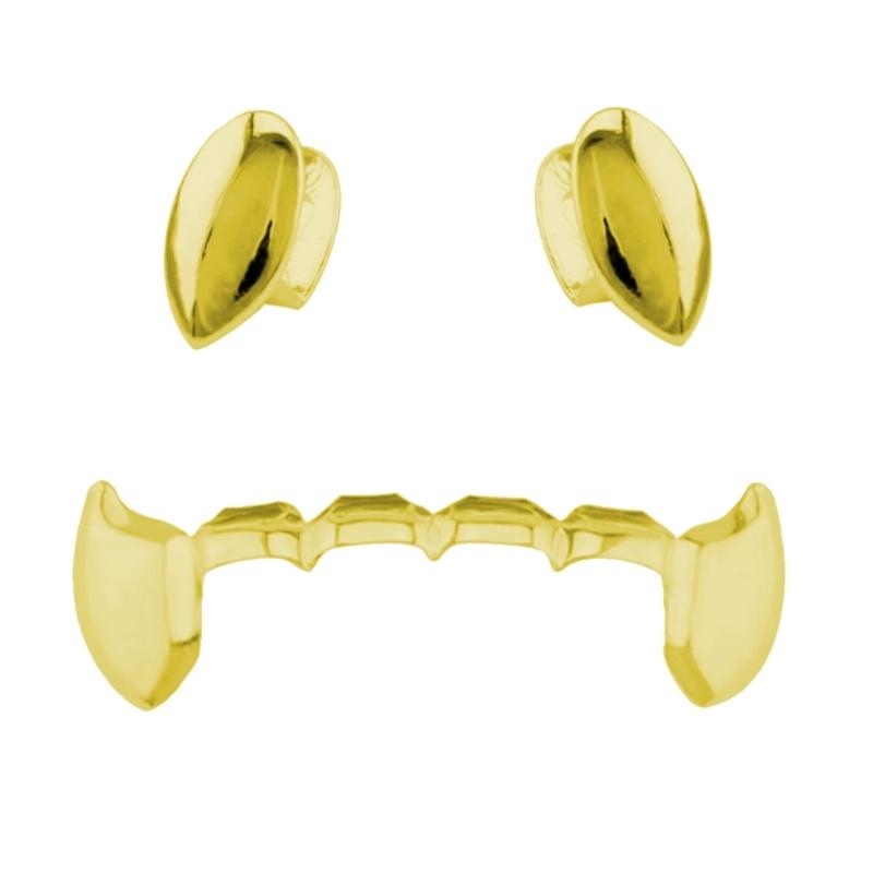 

Shimmering Double Canine Piercing Jewelry Set Bronze Produced Tiny Constructed Teeth Left Right Exchangeable Body Accessories