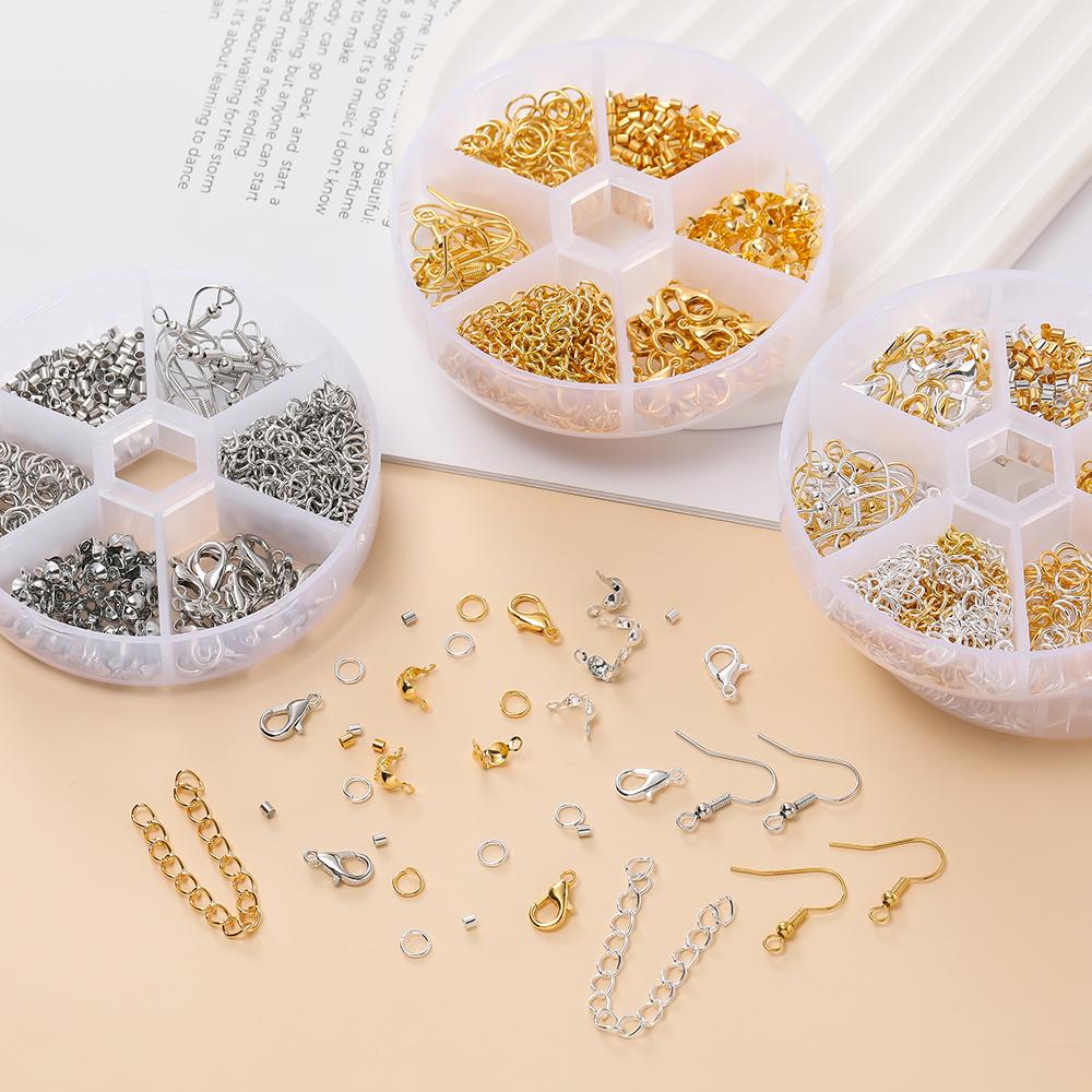6Grids Alloy Accessories Jewelry Findings Set Repair Tools Lobster Clasp Open Jump Rings Earring Hooks for DIY Jewelry Making