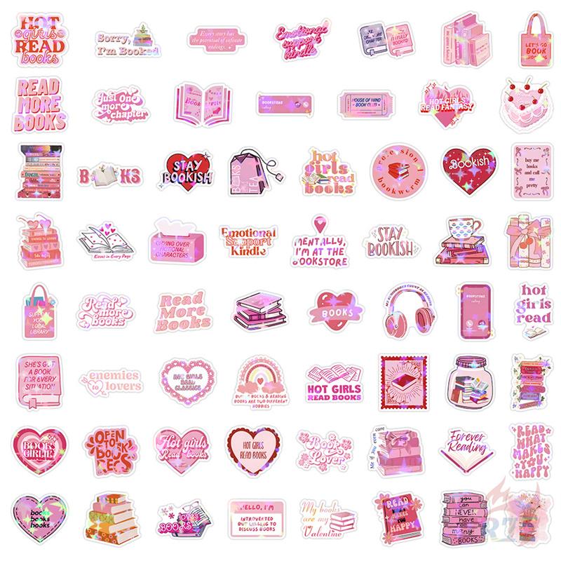 

50Pcs/100Pcs Pink Reading Shiny Stickers DIY Fashion Waterproof Doodle Decals Stickers B