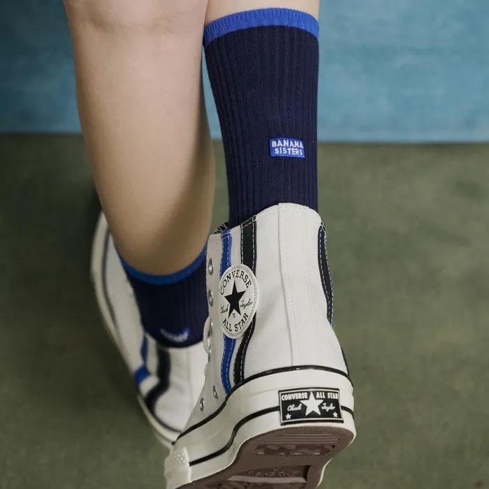 [Banana Sisters/26SS] Marker Tip Block Rib High Crew Socks 4 Colors