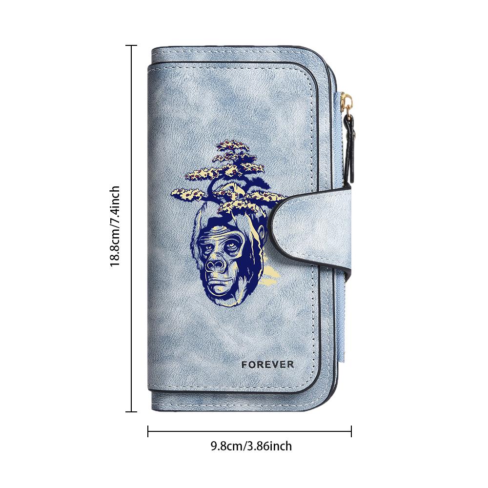 Gorilla Pattern Long Wallet Forever Stylish Large Capacity Multi Card Slot Casual Purse