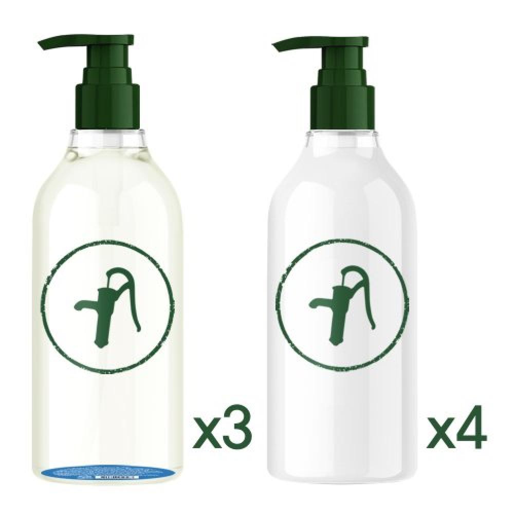 Mucota [extreme Damage Line] Green Pump Moisture Shampoo x3+Moisture Treatment X4 FREE
