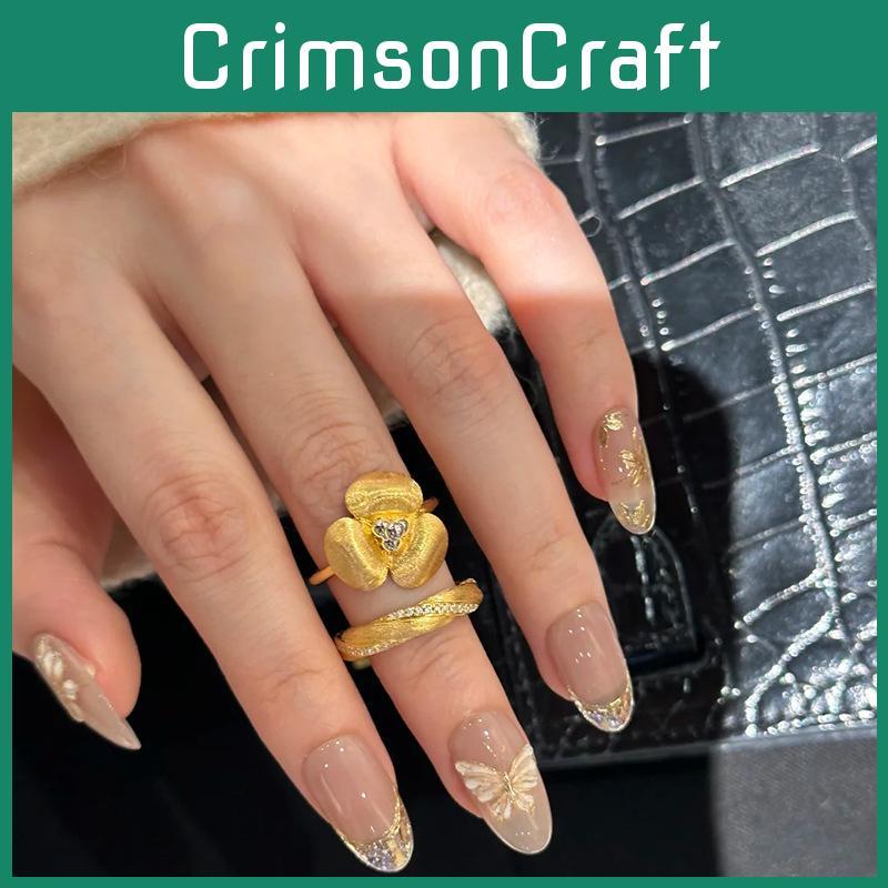 Elegant Lightweight Luxe Copper Ring With Unique Geometry And Glittering Details