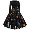 Women Vintage Long Sleeve Dress Spring Autumn New Year Party Dresses S-5XL Black Vestidos