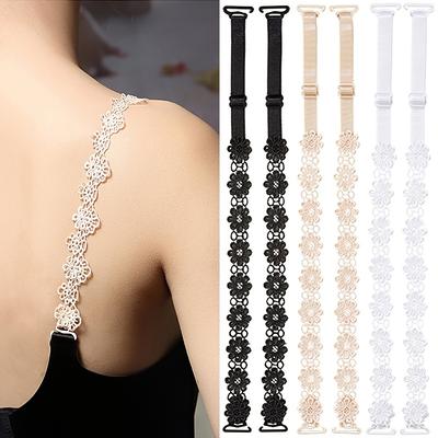 3 Pairs Lace Flower Underwear Straps, Adjustable Seamless Sexy All-match Anti-slip Buckle Bra Straps, Women's Lingerie & Underwear Accessories