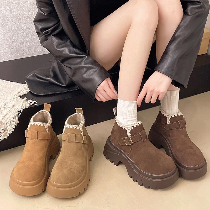 Retro thick-soled heightening boots women's 2025 autumn new versatile and thin short boots British wind locomotive Martin boots