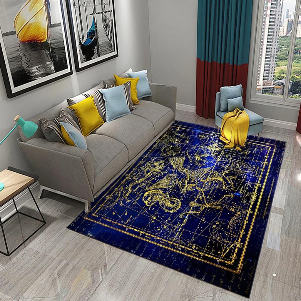 Twelve Constellations Carpet Astrology Rug Mystic Divination Rectangle Area Rugs for Adult Yoga Mats Living Room Decor Door Mat