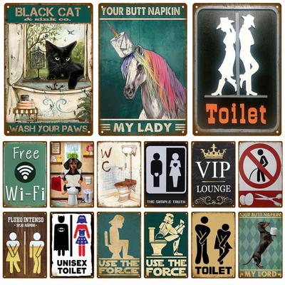 Vintage Metall Zeichen Home Lustige Dekor Toilette Zinn Zeichen WC Toilette Toiletten Wand Kunst Badezimmer Toilette Toilette Wand Dekoration pub
