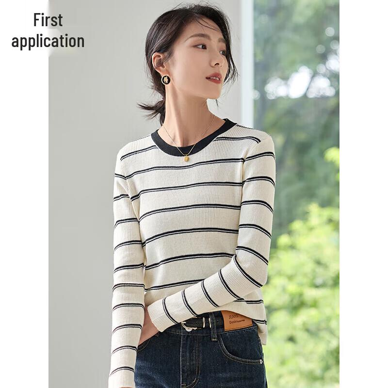 

Women s Maillard Striped Wool Blend Knit Top One Size