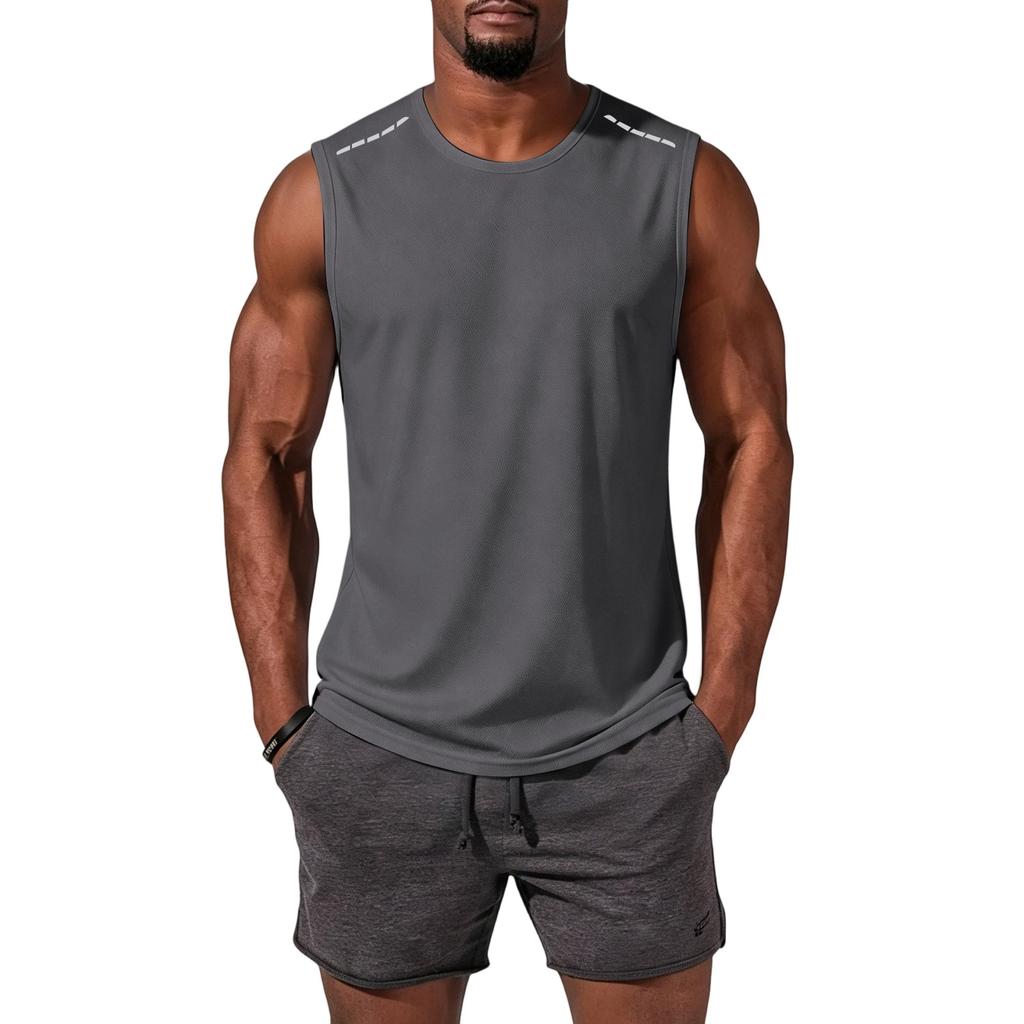 Men Sleeveless Shirt Set Quick Dry Vest Running Summer Beach Fitness Muscle Tank Top Breathable Lightweight Sportswear