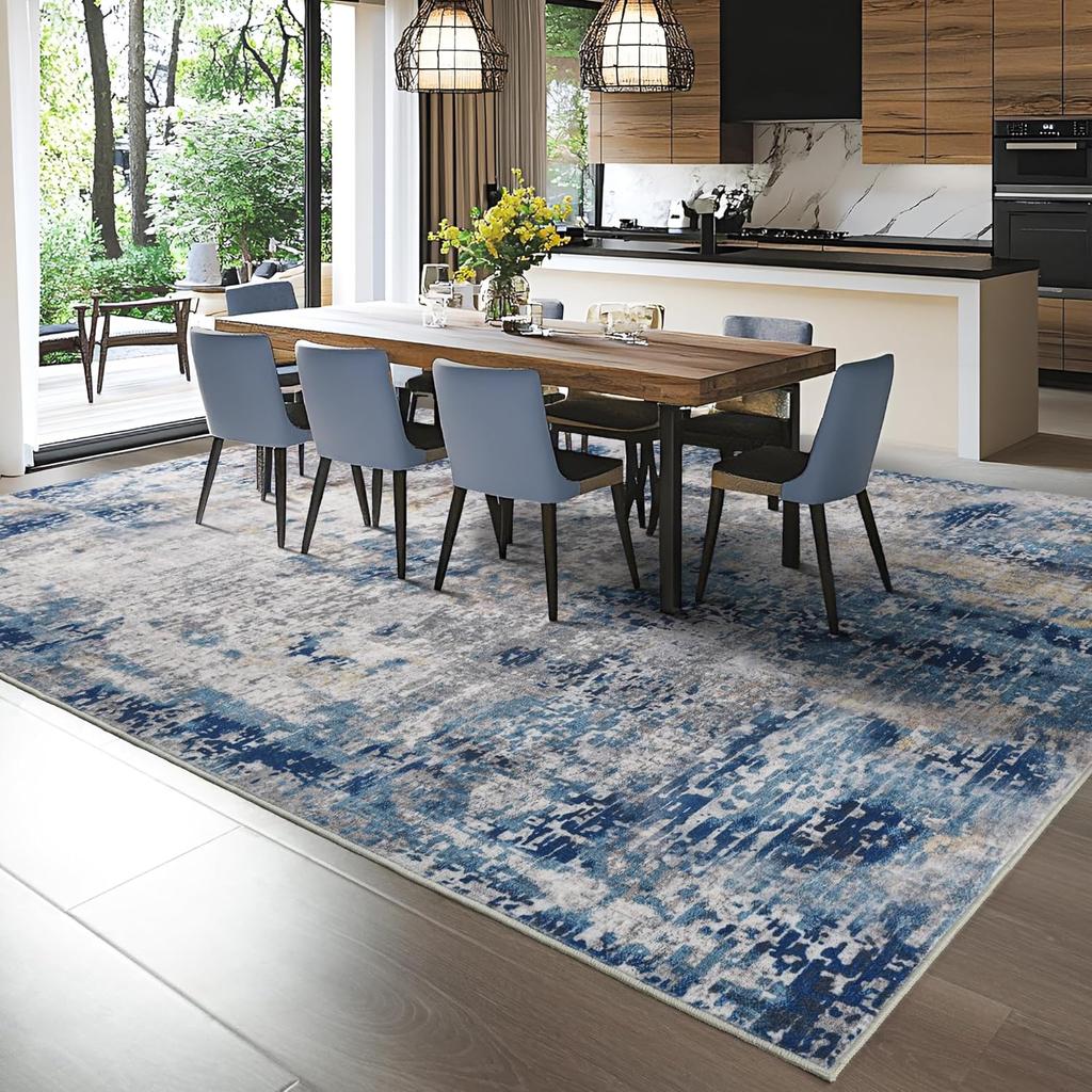 Wohnzimmer Teppiche Weich Groß Modern Abstrakt Bereichsteppich, Boho Vintage Maschinenwaschbarer Rutschfester Teppich, Niedrigflor Teppiche