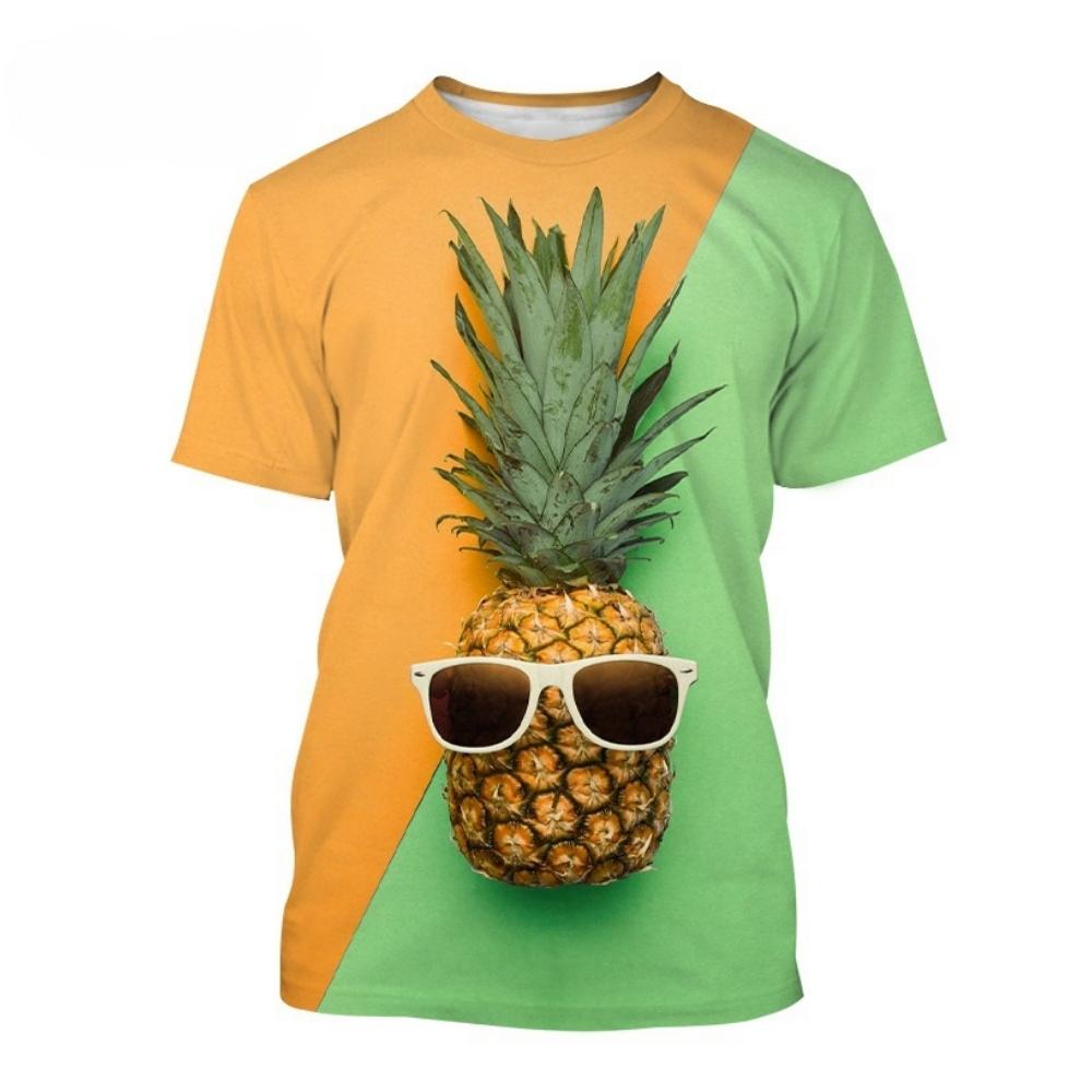 T-Shirt per Ragazzi Casual Cartone Animato Frutta Ananas Stampa Tridimensionale T-Shirt Abbigliamento da Esterno per Bambini Vestiti per Bambini