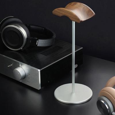 Supporto per Cuffie in Legno di Noce Nero e Lega di Alluminio Porta Cuffie da Gaming Con Base Solida in Metallo Per Esposizione su Tavolo Scrivania
