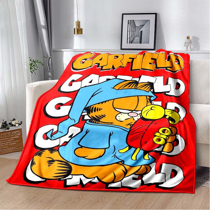 Garfield Cartoon Lazy Cat Print Soft Flannel Throw Blanket Warm Sofa Couch Bed Home Decor Cover For Classic Cartoon Fans