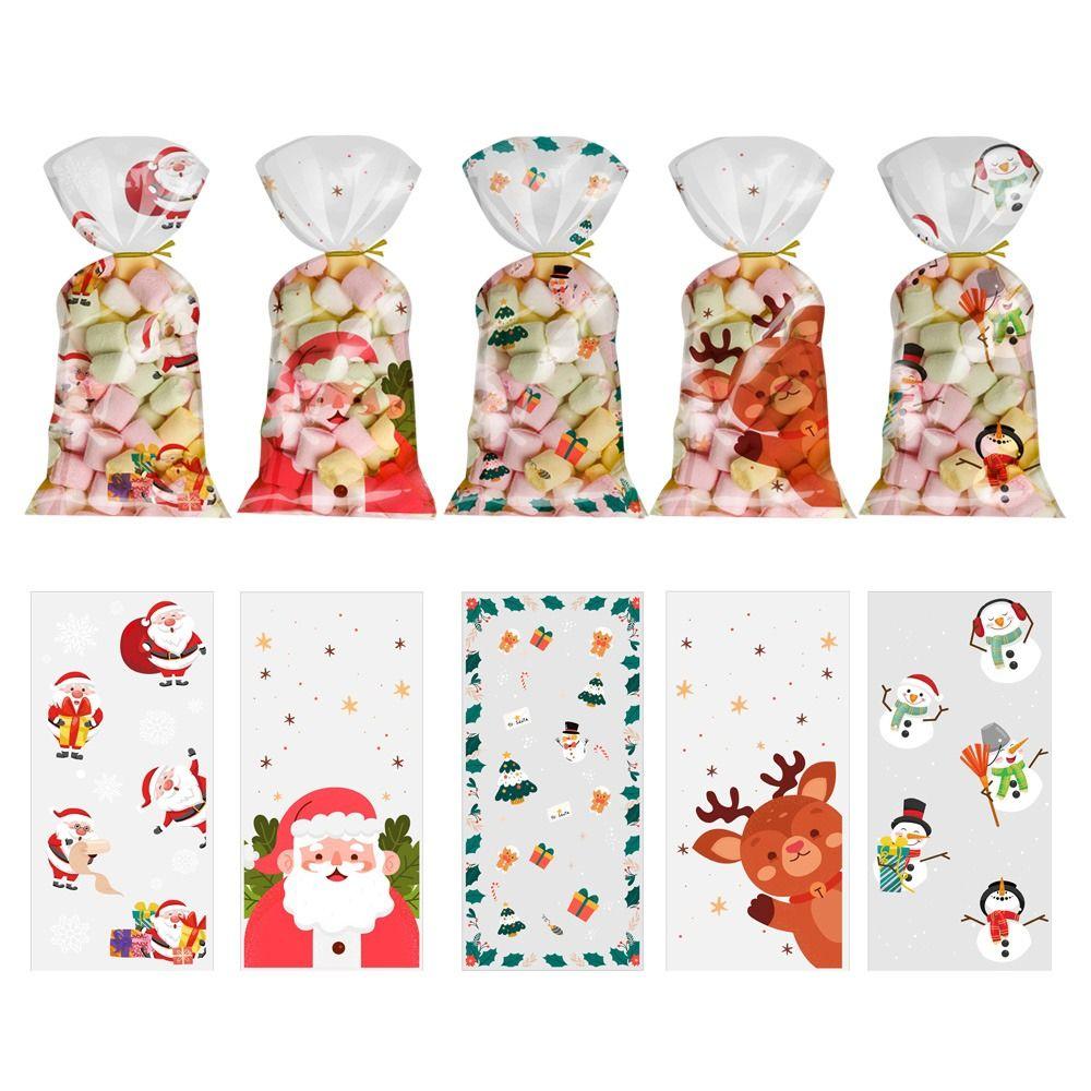 

50 шт., рождественские упаковочные пакеты, подарочные пакеты, подарочные пакеты для печенья, товары для вечеринок