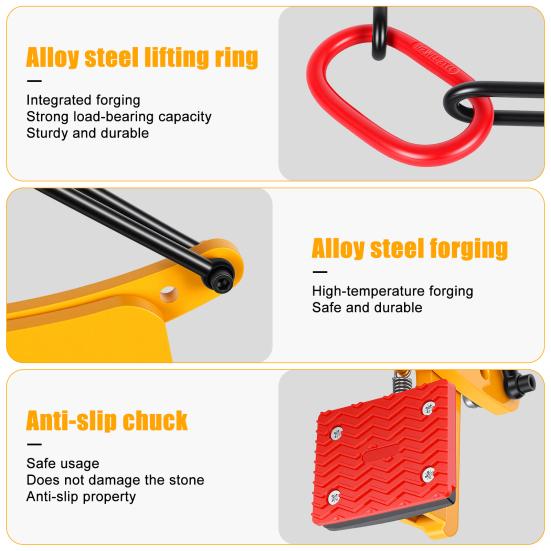 Granite Slab Lifting Clamps, 770LBS Vertical Stone Lifting Clamps, Heavy Duty Stone Carrying Clamps for Lifting Transporting Concrete Block Granite