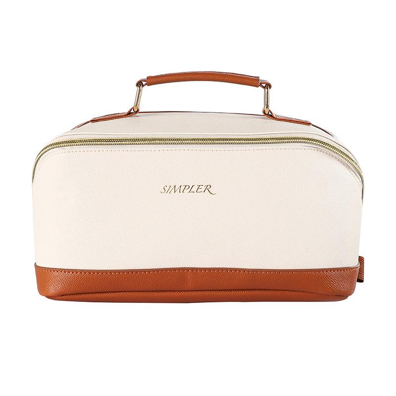 Large Capacity Waterproof Leather Travel Makeup & Toiletry Bag