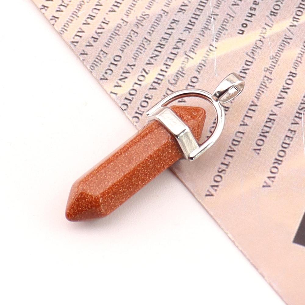Hexagonal Column Natural Amethyst Powder Crystal Winding Hexagonal Column Pendant Handmade Bullet Necklace Jewelry N788