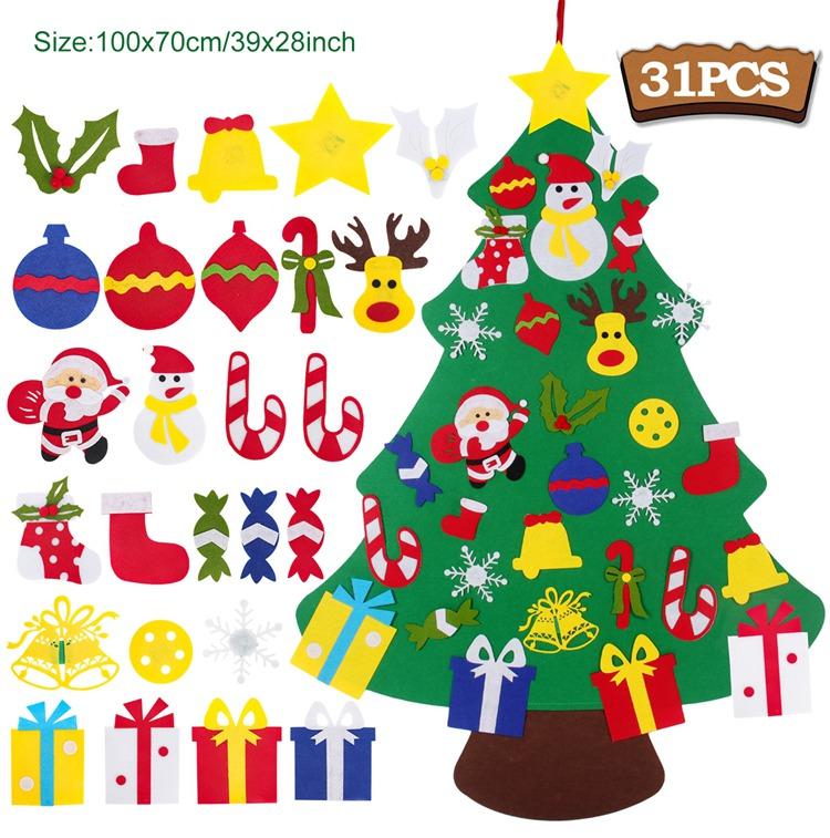 Kids DIY Felt Christmas Tree Merry Christmas Decorations For Home 2025 Christmas Ornaments Navidad Gifts Xmas Tree New Year 2025