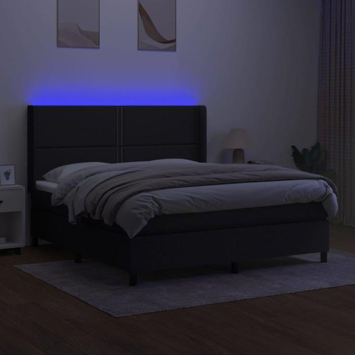 VidaXL Sommier à Lattes de Lit avec Matelas LED, Lit Rembourré, Lit Double, Lit Adulte de Chambre à Coucher Intérieur, 3138247